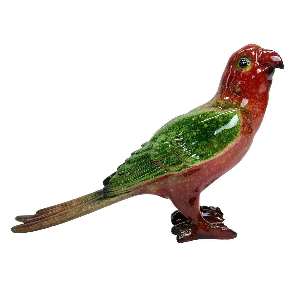 Escultura Passaro Ceramica Decorativo Vermelho 14x9CM KY0017