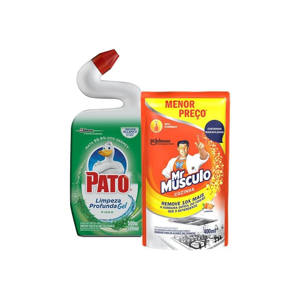 Kit Refil Desengordurante Mr Músculo 400ml + Desinfetante Pato Gel Pinho 500ml