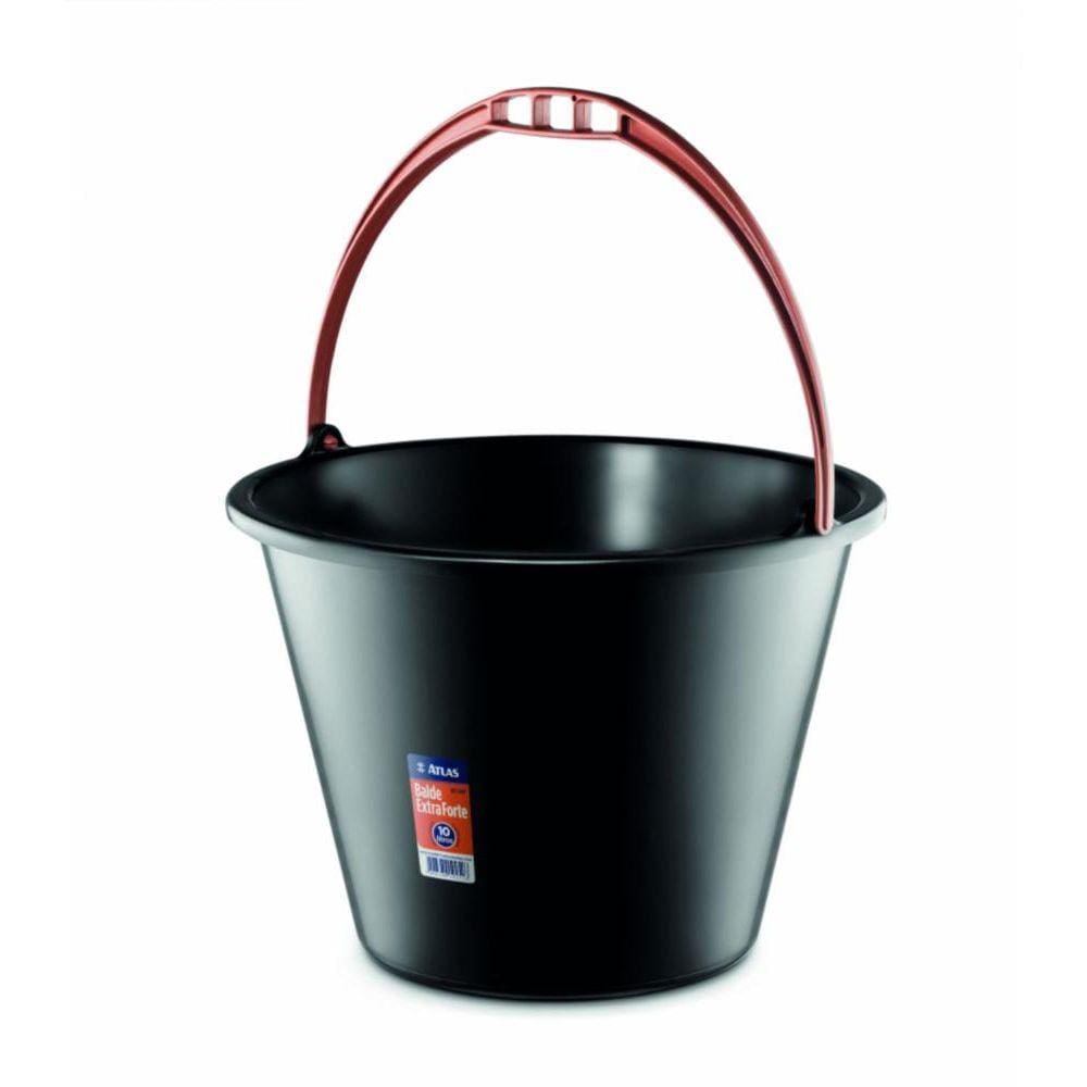 Balde de Plástico Extra Forte Multiuso 10L REF-608P Preto Atlas
