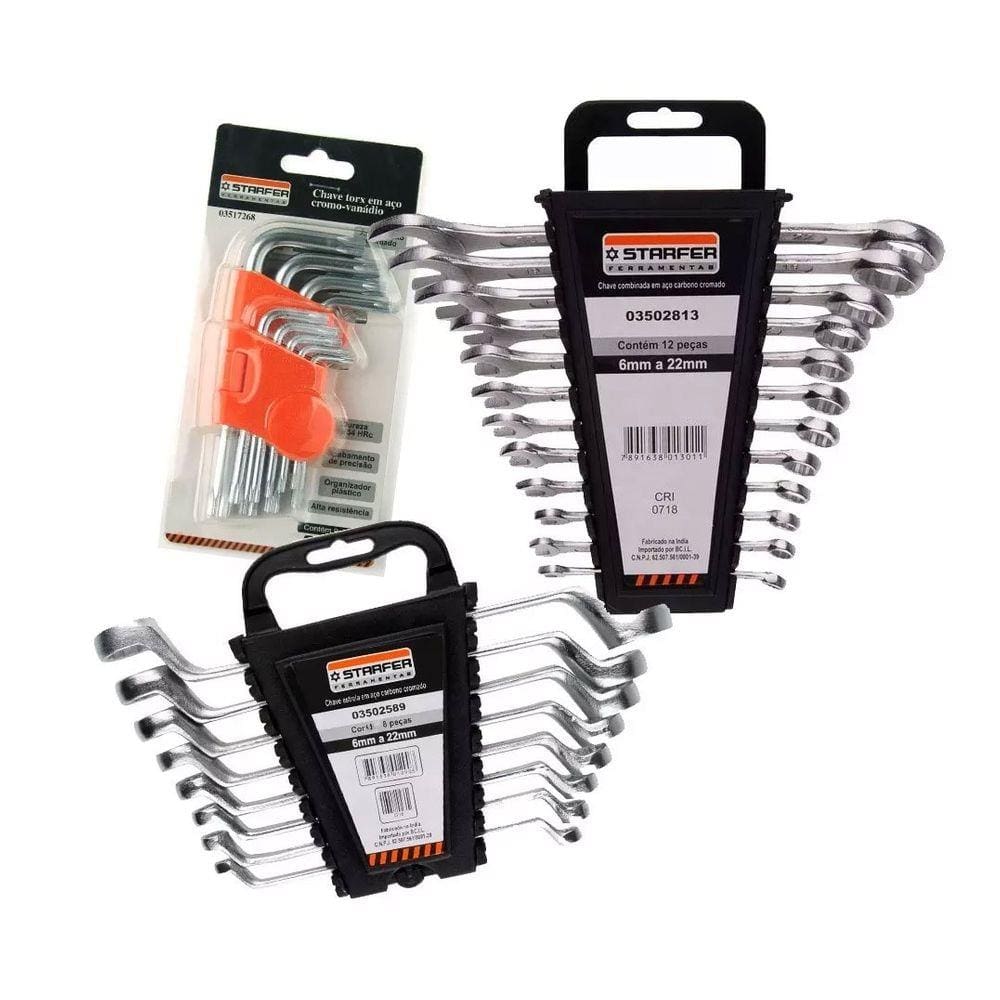Kit Chave Combinada + Chave Torx + Chave Estrela Starfer