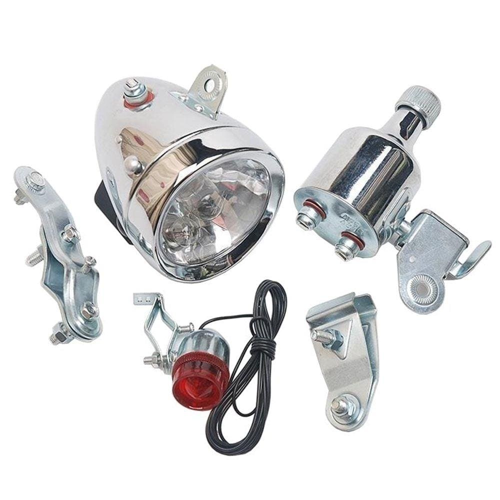Farol Dínamo Bicicleta Monark 12v 6w com Lâmpadas Reservas