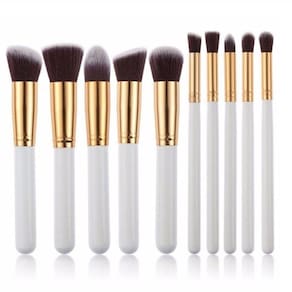 Kit Kabuki  10 Pinceis Maquiagem Branco  Sombra Base