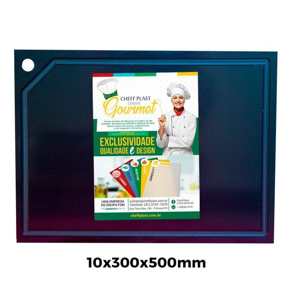 Tábua De Corte Churrasco Polietileno Pead Preto 10X300X500Mm