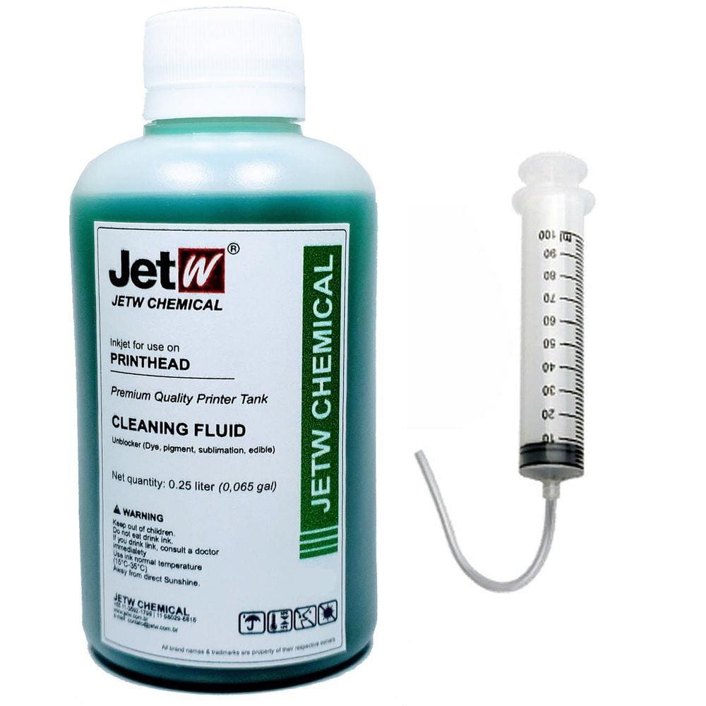 Kit 100ml Solução Limpeza Aplicador Cleaner Cabeças Bulk Cartuchos Tinta