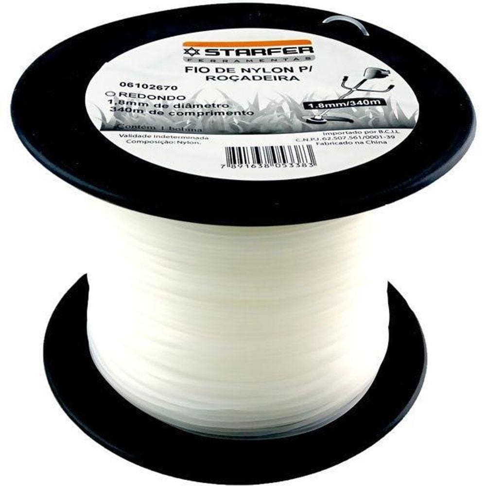 Fio De Nylon Para Roçadeira 2,4Mm X 190M Starfer
