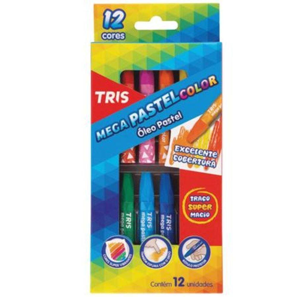 Giz Pastel Óleo Tris Mega Pastel Color 12 Cores