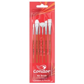 Kit Pincéis Para Pintura Em Tecido Condor 595 - 6 Unidades