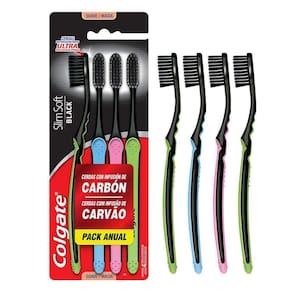 Escova Dental Colgate Slim Soft Black 4 unidades