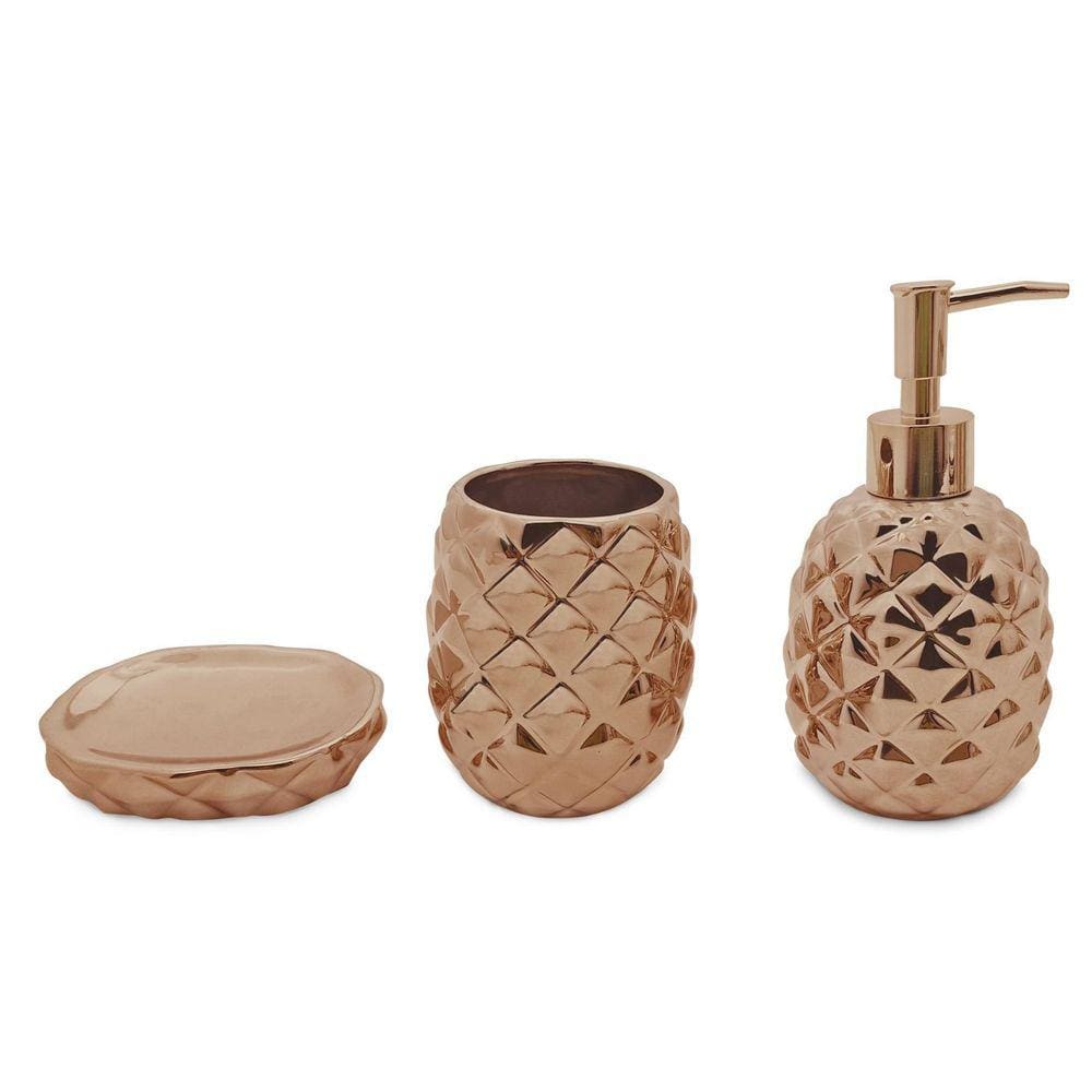 Conjunto Banheiro 3 Peças Abacaxi Bronze Mimo