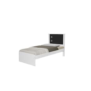 Cama Barcelona Solteiro Branco com Preto - Tebarrot Móveis