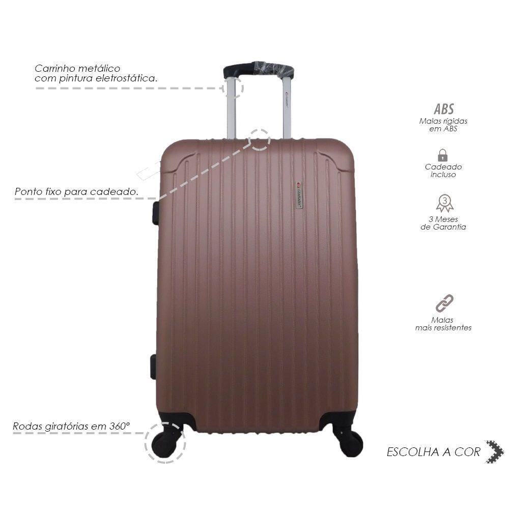 Mala Rígida De Fibra 360° Tamanho Grande - Gladiador - A2 - Rosé