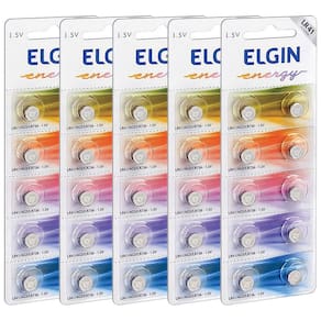 50 Bateria Lr41 Ag3 Lr736 Elgin Pilha Alcalina Blister Cartela