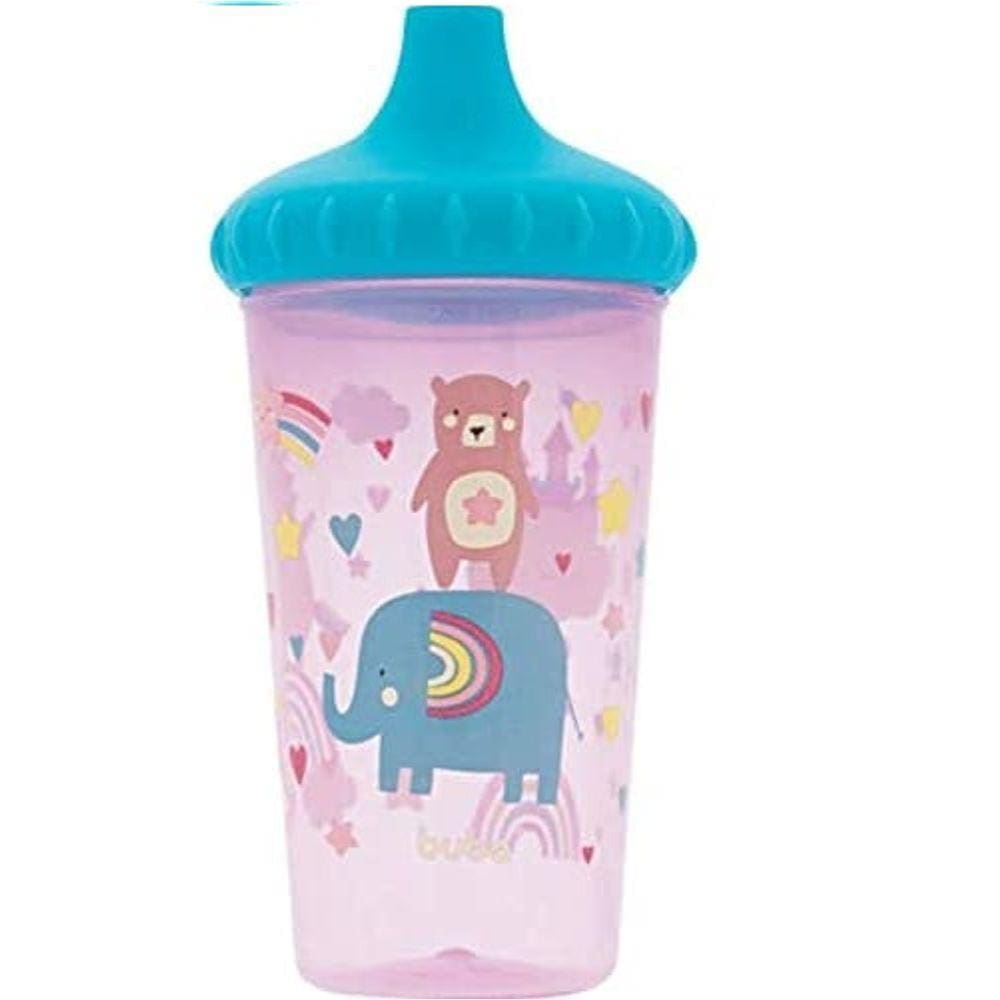 Copo Anti-Vazamento Urso e Elefante - Violeta e Azul - Buba