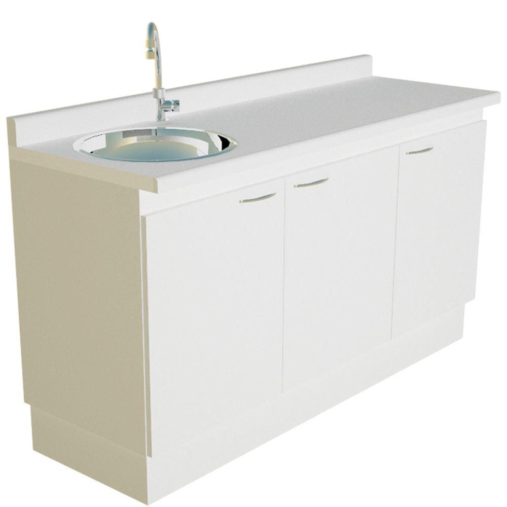 Bancada De Trabalho Podologia Estética Com Pia - 3 Módulos