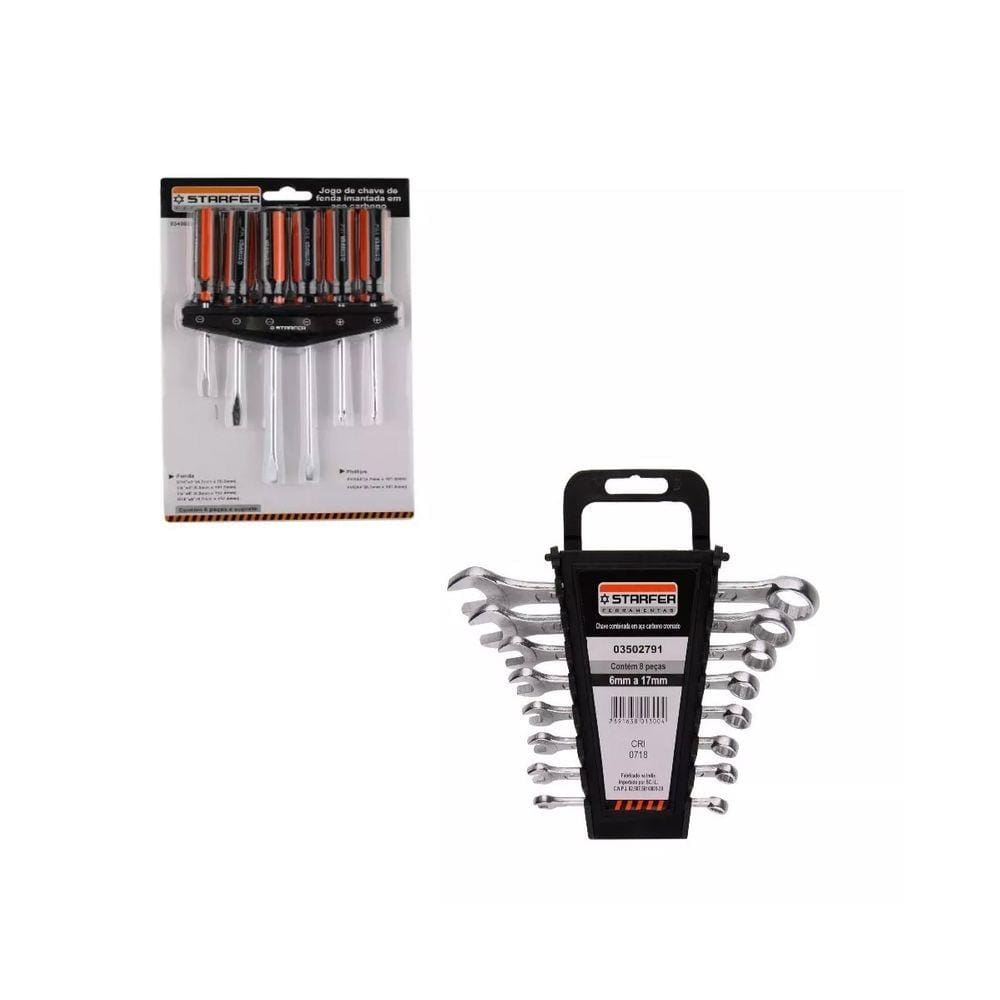 Kit Jogo Chave Fenda Philips Magnética C/ Jogo Chave Combinada