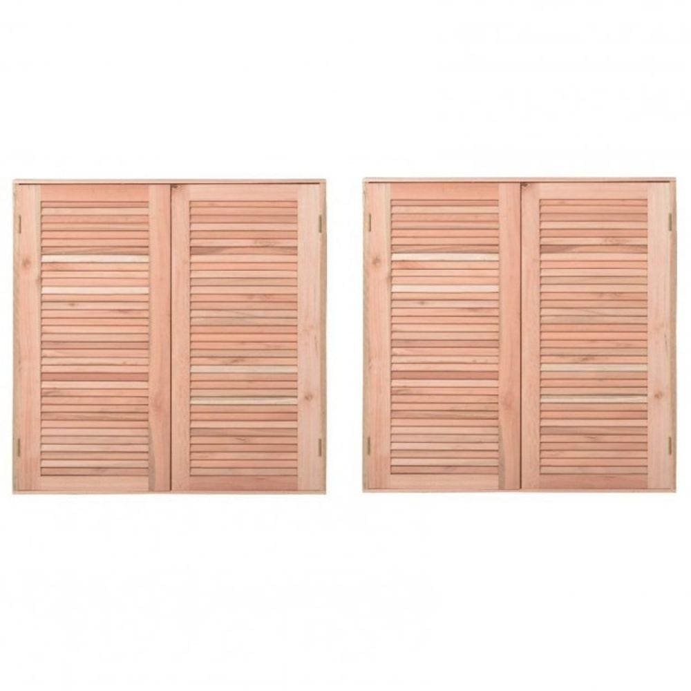 Kit 2 Janela Guilhotina Com Ferragem JE821 100cmx100cmx12cm Esel Natural