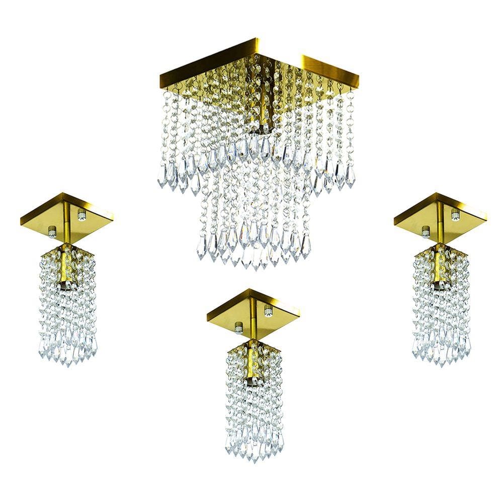 Kit 1 Lustres Cristal Acr. Marrycrillic +3 Clearcrilic Gold