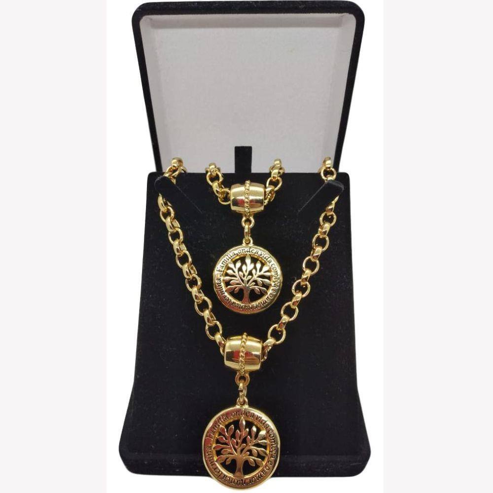 Colar + Pulseira Elo Português Grosso 6mm Árvore da Família