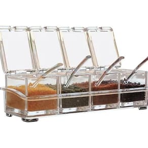 Porta Tempero Condimentos 4 Potes Para Cozinha Casa Hotel