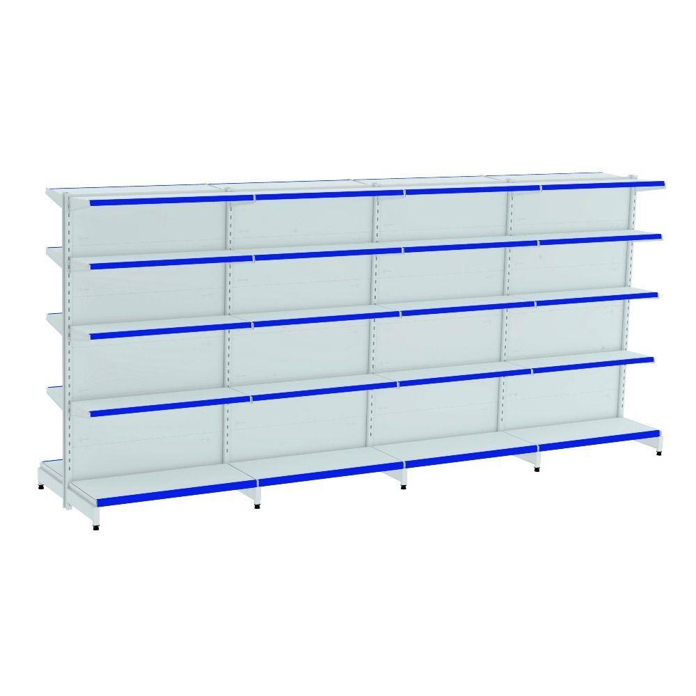 Gondola Centro 170 Amapa Flex Kit 4 Metros Branco PE Azul
