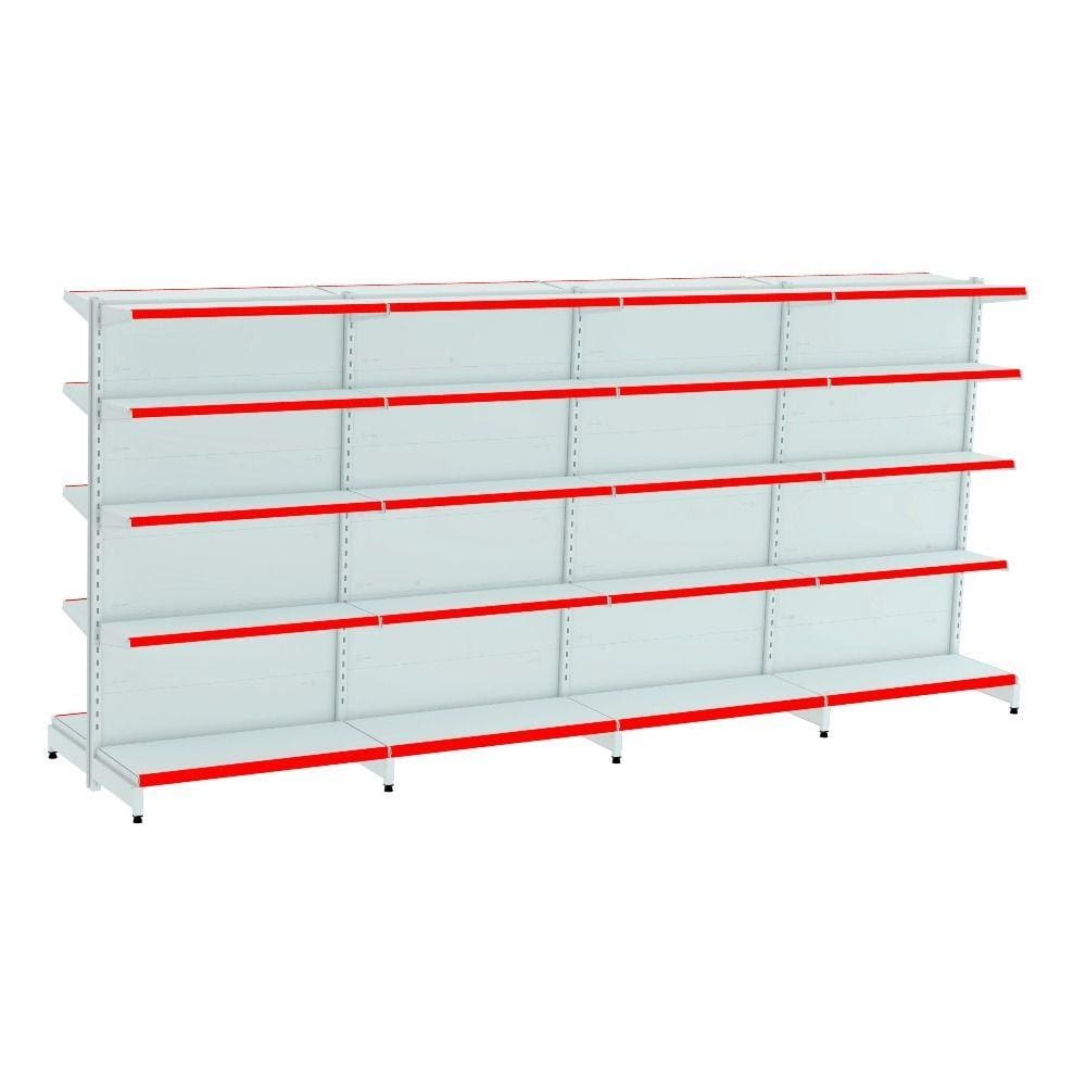 Gondola Centro 170 Amapa Flex Kit 4 Metros Branco PE Vermelh