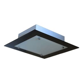 Lustre Plafon de vidro Para 02 Lâmpadas 30cm - Vidro Preto