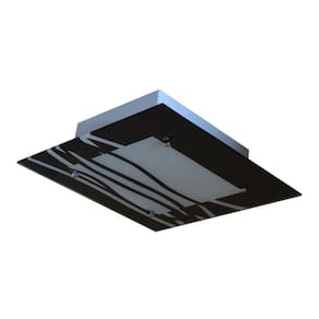 Lustre Plafon de vidro Para 02 Lâmpadas 30cm - Ondas Pretas