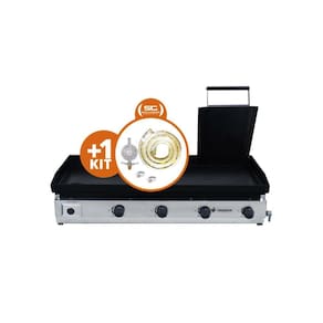 KIT - Chapa Gás Inox 100 cm C100P Com Prensa + Kit Gás - Venâncio