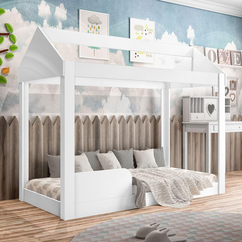 Cama Montessoriana Infantil Para Colchão de 70cm - J&A Crystal Baby - Branco