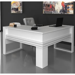 Mesa para Escritório em L  136 cm - Branco