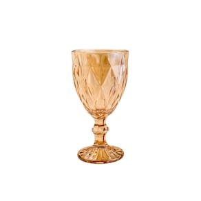 Conjunto 6 Taças P/Água de Vidro Sodo-Cálcico Diamond Ambar Metalizado Lyor