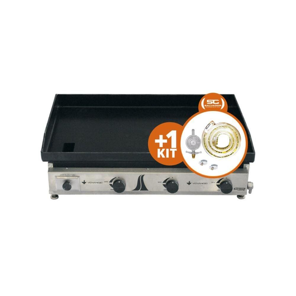 KIT - Chapa Gás Inox 80 cm C80 + Kit Gás - Venâncio