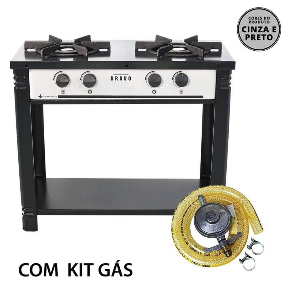 KIT - Fogão Gás Bravo 2B Br2B + Kit Gás - Venâncio