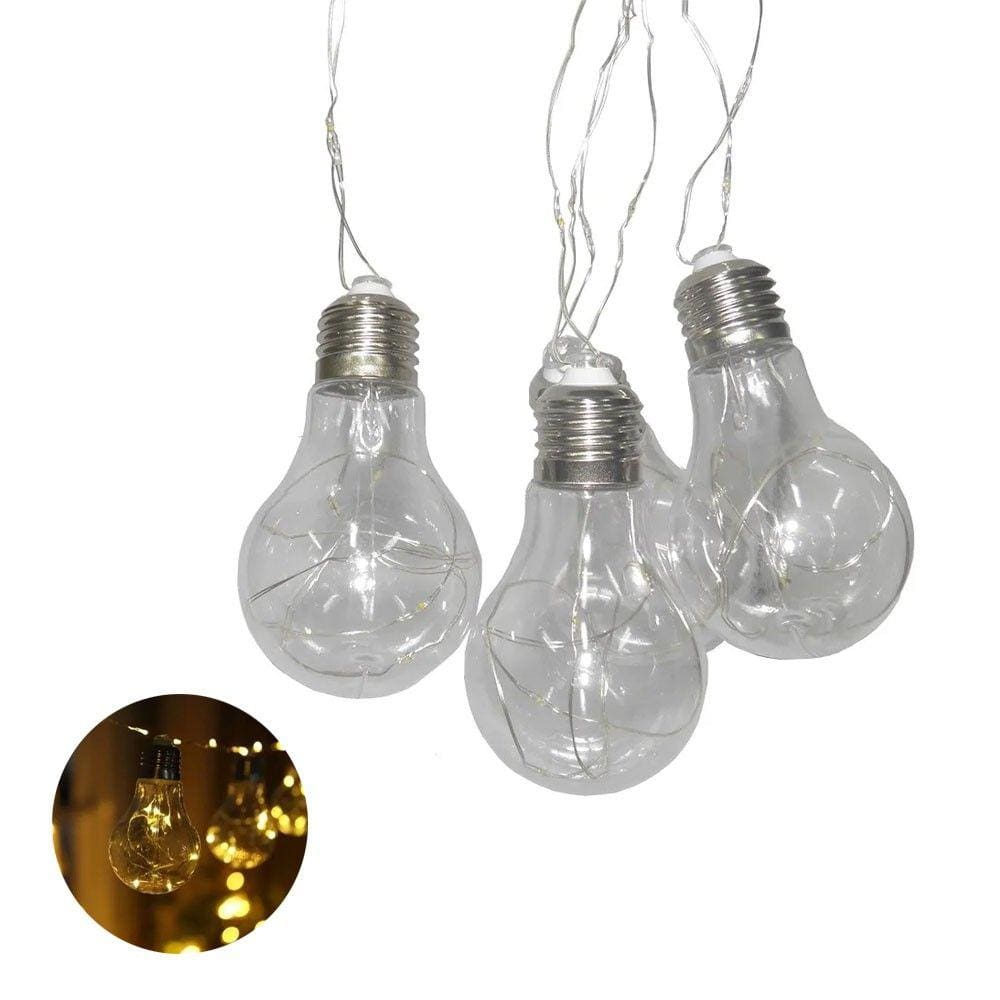 Cordão Varal 10 Lampadas LED Natal Festa 5 Metros Bivolt 100 LEDs Branco Quente Decoraçao