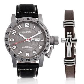 Relógio Magnum Masculino Ma33399m Calendario Pulseira Couro