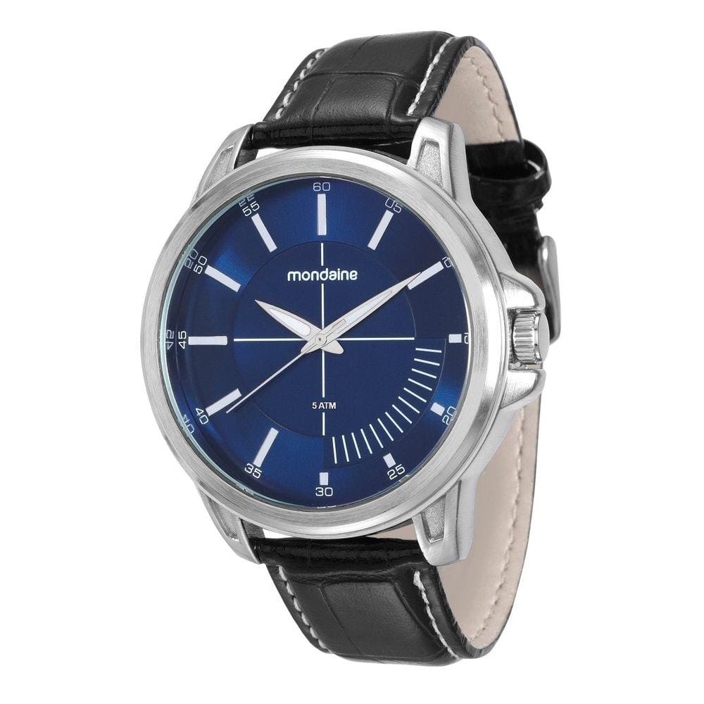 Relogio Masculino Mondaine Prateado Azul Couro 76604G0MVNH3