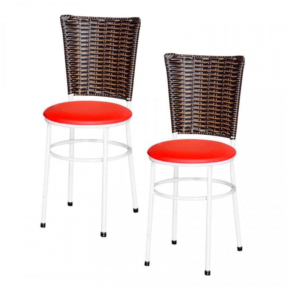 2 Cadeiras Brancas Para Cozinha Hawai Cappuccino Vermelho