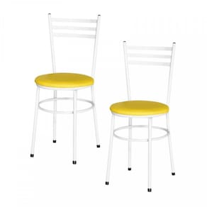 2 Cadeiras Epoxi Branca Para Cozinha Amarelo
