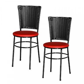 2 Cadeiras Pretas Para Cozinha Hawai Preta Vermelho