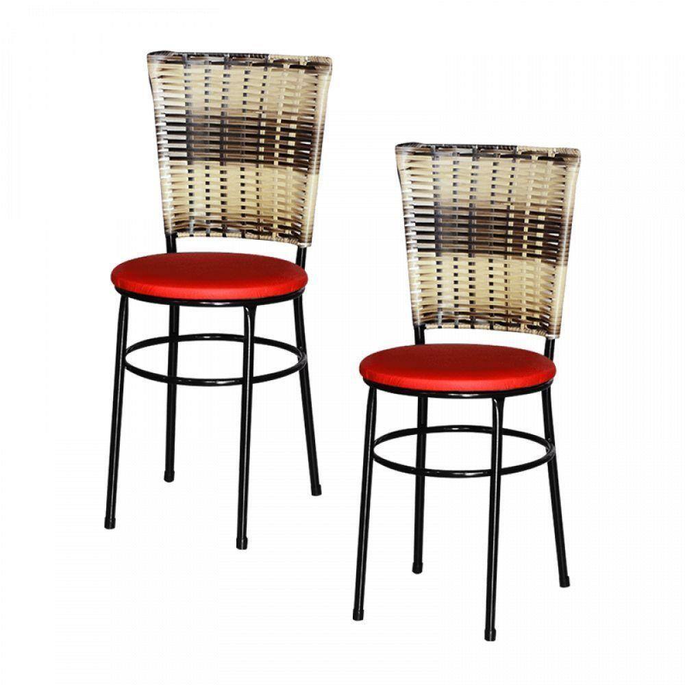 2 Cadeiras Preta Para Cozinha Hawai Cappuccino Vermelho