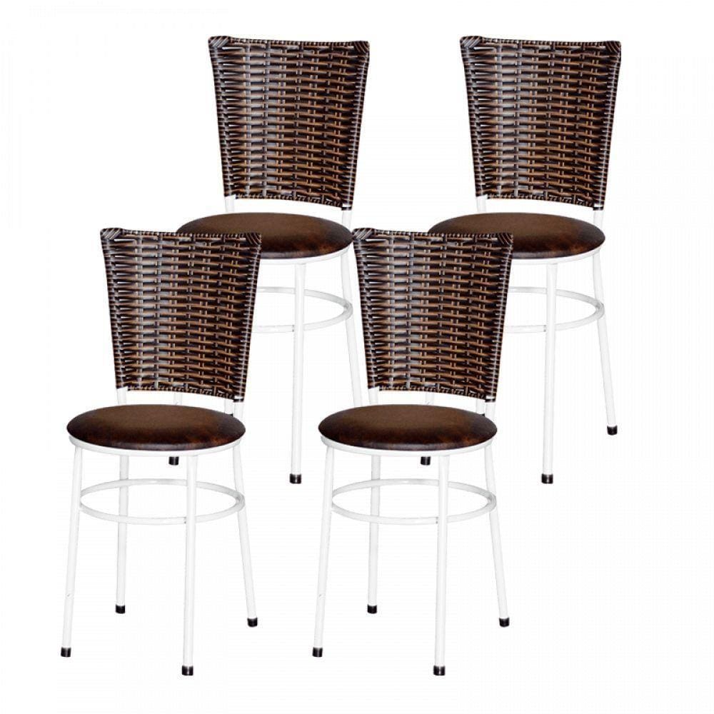 4 Cadeiras Brancas Para Cozinha Hawai Cappuccino Marrom