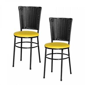 2 Cadeiras Pretas Para Cozinha Hawai Preta Amarelo