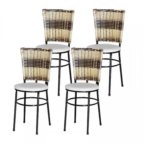 imagem-4 Cadeiras Pretas Para Cozinha Hawai Cappuccino Branco