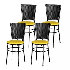 4 Cadeiras Pretas Para Cozinha Hawai Preta Amarelo