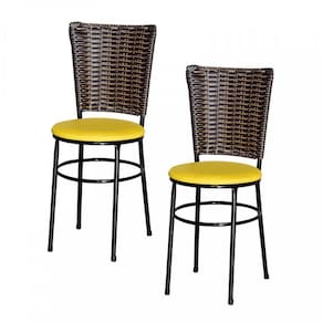 2 Cadeiras Preta Para Cozinha Hawai Cappuccino Amarelo