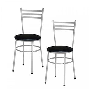 2 Cadeiras Epoxi Prata Para Cozinha Preto
