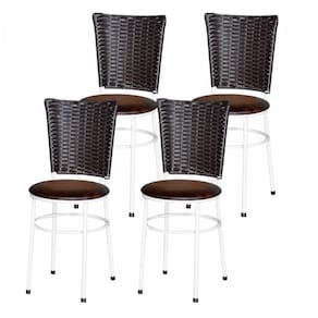 4 Cadeiras Branca Para Cozinha Hawai Café Marrom