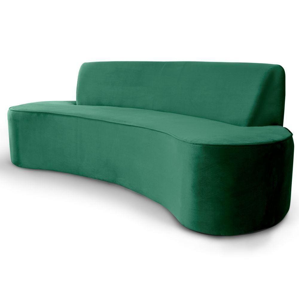 Sofá 3 Lugares Sala de Estar 180 Cm Bélgica Veludo Verde