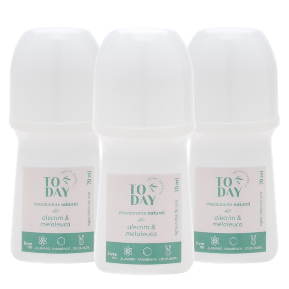 Kit 3 Desodorantes Naturais Alecrim & Melaleuca Roll On