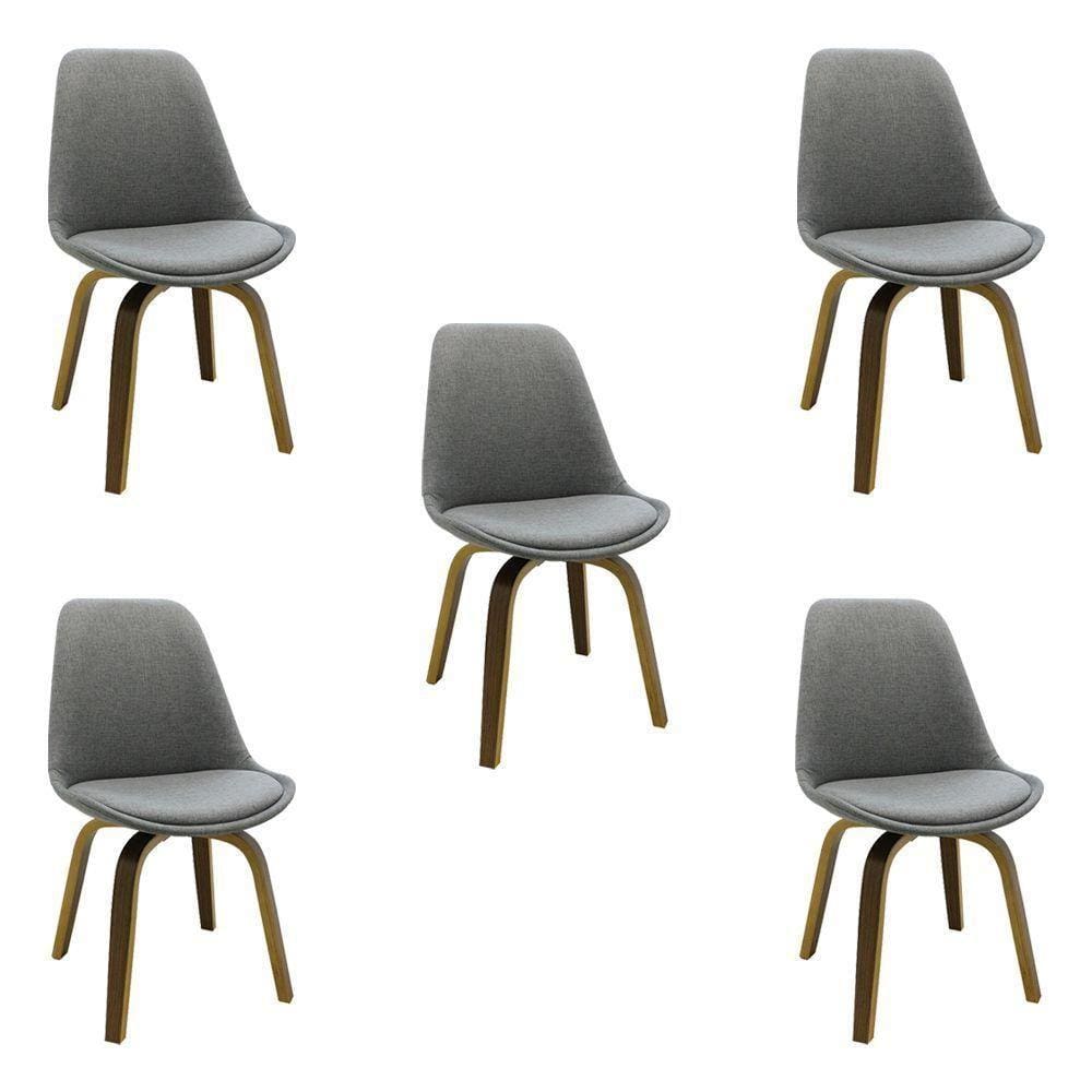 Kit 5 Cadeiras Decorativas Sala e Escritório Linho Cinza